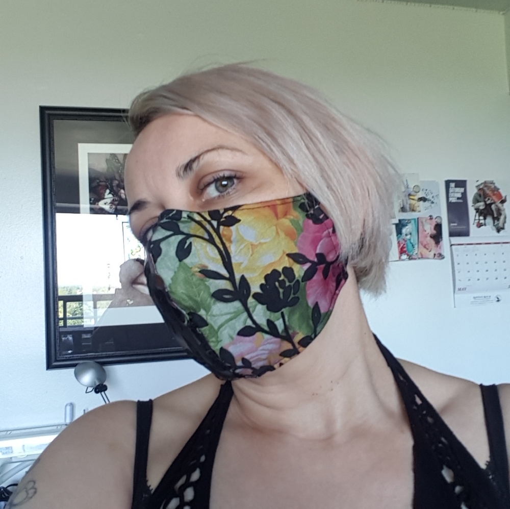 Handmade designer, reusable face mask, covering.